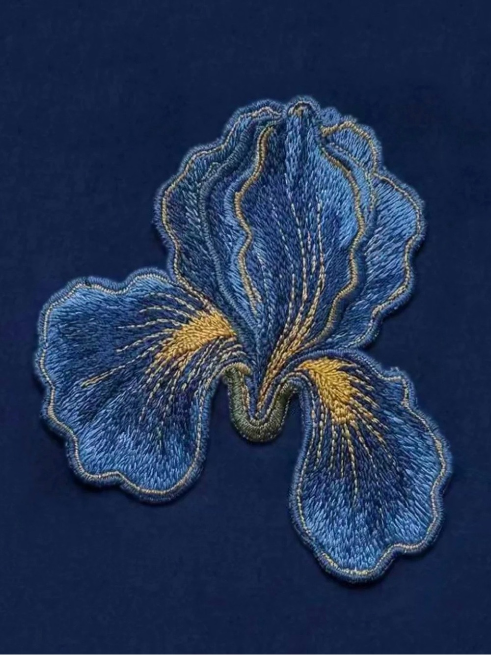 Strapless Navy Floral Embroidered Evening Gown - Picture 2 of 4